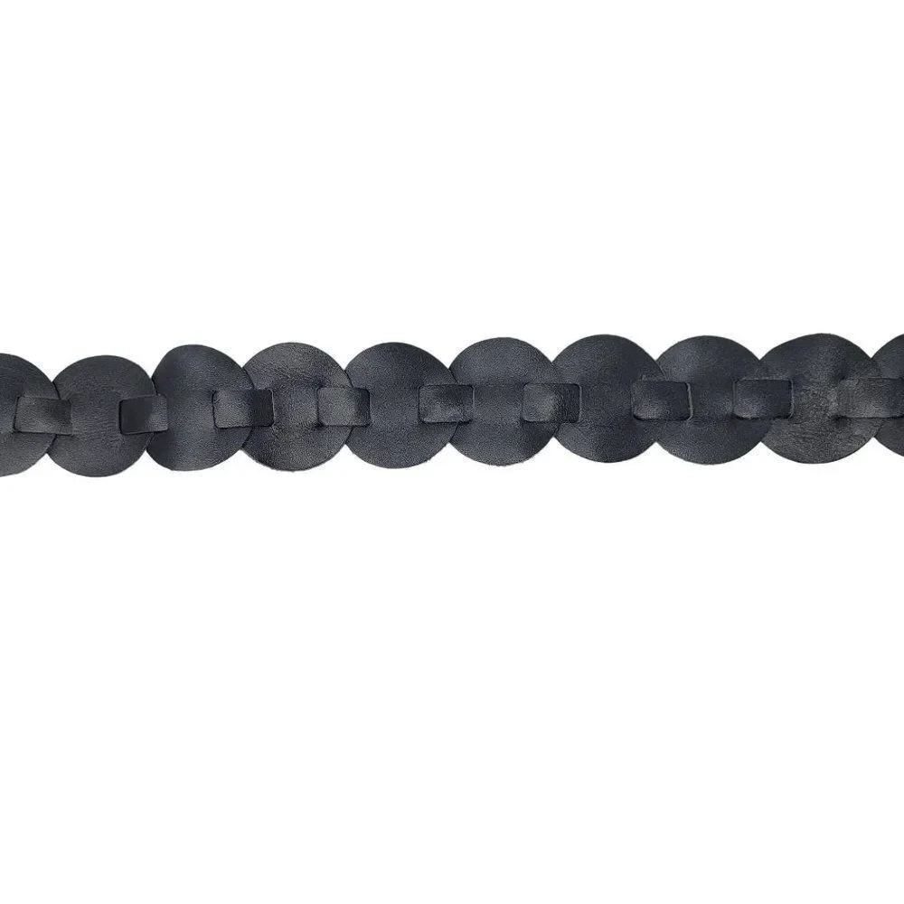 Vintage Unisex Cocobelle Black Leather Belt 39" Gold Hook Closure Pirate Cosplay - Picture 5 of 8